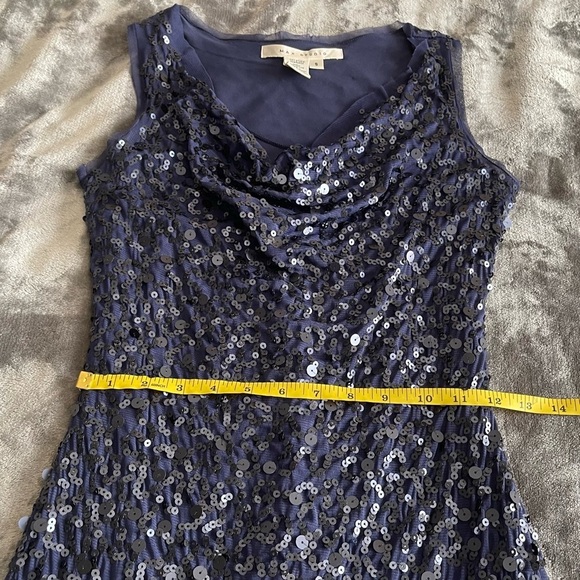 Vintage Max Studio Cowl Neck Sequined Mini Dress size S Navy Blue Prom Party - Picture 8 of 11